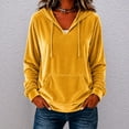 thumbnail image 1 of IUYRTFE Women's Velour Hoodie Drawstring Kangaroo Pocket Long Sleeve Solid Color Casual Pullover Top, 1 of 5