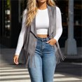 thumbnail image 1 of IUYRTFE Women's Western Fringe Sleeveless Vest Open Front Suede Cardigan with Long Fringe Trim, 1 of 9