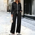 thumbnail image 1 of IUYRTFE Women's Zip Up Jacket and Wide Leg Pants Set 2 Piece Casual Tracksuit Solid Color, 1 of 8