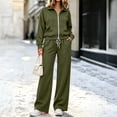 thumbnail image 1 of IUYRTFE Women's Zip Up Jacket and Wide Leg Pants Set 2 Piece Casual Tracksuit Solid Color, 1 of 8