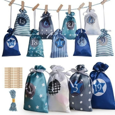 IUYT6 Christmas Clearance - Christmas Advent Calendar Bag 2022,24 Days Xmas Countdown Calendar Bags,Hanging Candy Gift Bags with Drawstring for Kids and Adults DIY Christmas Home D