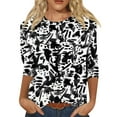 IUZSOKIL 3/4 Sleeve Workout Shirts for Women Geometric Crew Neck
