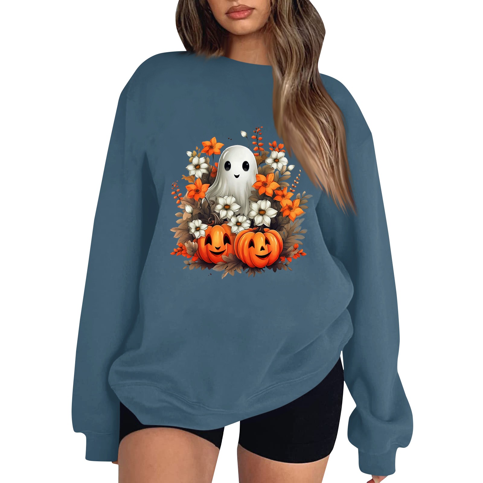 IUZSOKIL Halloween Sweatshirts Women Funny Novelty Pullover Cute Ghost