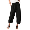 IUZSOKIL High Waisted Wide Leg Cotton Lounge Pants Women Capri Elastic