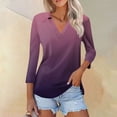 IUZSOKIL Women's Polo Shirts with 3/4 Sleeves Lapel Collared V Neck
