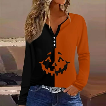 IUZSOKIL Halloween Shirts for Womens Button Down Skeleton Plus Size ...