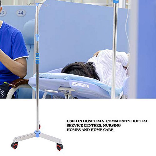 IV Pole with Wheels, Stainless Steel IV Stand Poles Portable Infusion