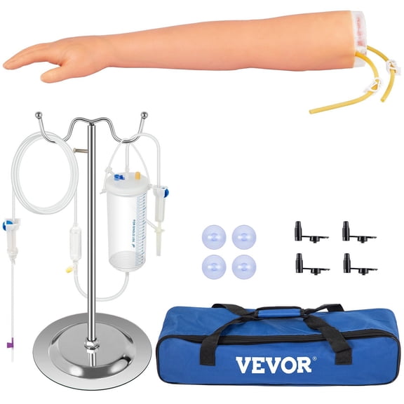 IV Practice Arm Kit, 12 PCS Phlebotomy Training Kit with High-Fidelity Simulation, Portable Carrying Case for Venipuncture Practice  Ideal for Nursing Students & Medical Professionals