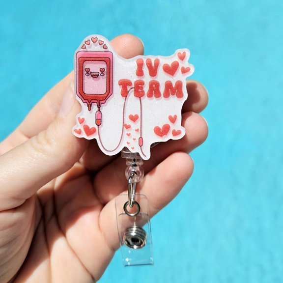 IV Team Badge Reel Tech Badge Holder New Technician Gift for Tech Appreciation Gift IV Drip Vitamin Energy Accessories Nurse RN Graduation