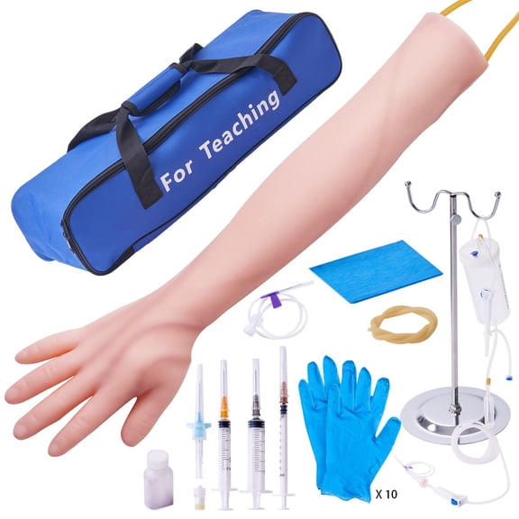 IV Venipuncture Phlebotomy Practice Kit High Simulation IV Training Arm with Carrying Bag for Students Nurses Professionals