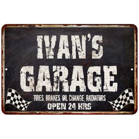 IVAN'S Garage Black Grunge Gift Sign 12x18 Decor Gift 112180005065