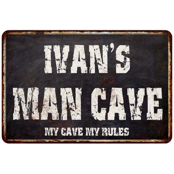 IVAN'S Man Cave Black Grunge Sign Home Dcor Gift Cave Funny 112180004065