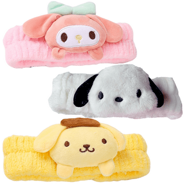 IVASKY 3 Pcs Kawaii Spa Headbands for Women, Elastic Makeup Hair Band in Beauty, Coral Fleece Hair Wraps for Washing Face, Fluffy Soft Cartoon Headbands for Skincare, Shower- PYW