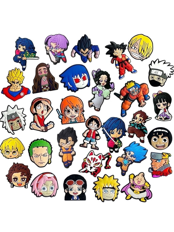 30 Pcs Anime Shoe Charms for Clogs, Shonen Ninja Warrior Japanese Cartoon Decoration Pins for Boys Girls, PVC Bulk Pack Party Favors