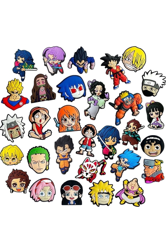 Anime Shoe Charms, Dragon Ball, Demon Slayer, Naruto, One Piece for boys and girls, 30 PCS