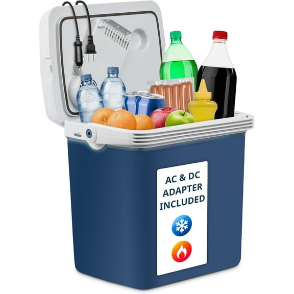 Ivation Electric Cooler & Warmer with Handle |27 Quart (25 L) Portable Thermoelectric Fridge For vehicles & Trucks| 110V AC Home Power Cord & 12V Car Adapter for Camping, Travel & Picnics