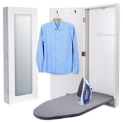 IVATION Wall Mounted Ironing Board Cabinet White, Fold-Out, Adjustable Height