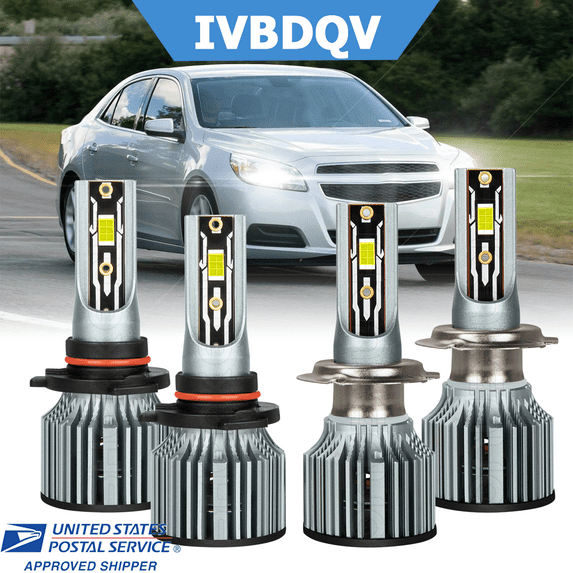 IVBDQV For Chevy Malibu 2013-2015 LED Headlight Bulbs 9005 High Beam + H7 Low Beam Combo Kit 4Pcs