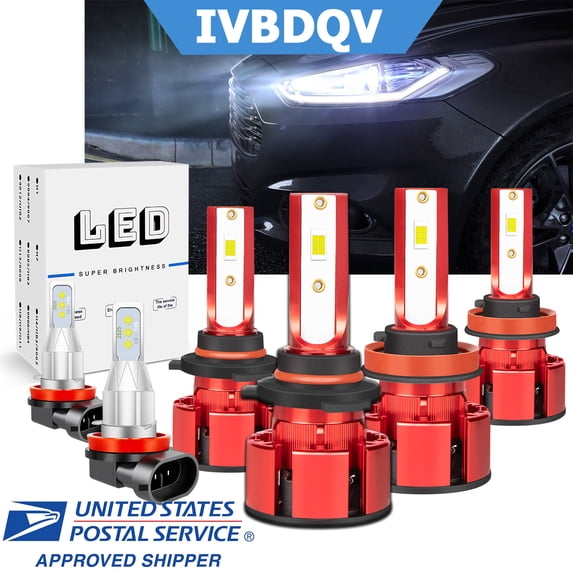 IVBDQV For Honda Civic Coupe 2014-2015 - 6X LED Headlight High Low Beam + Fog Light Bulbs HKB