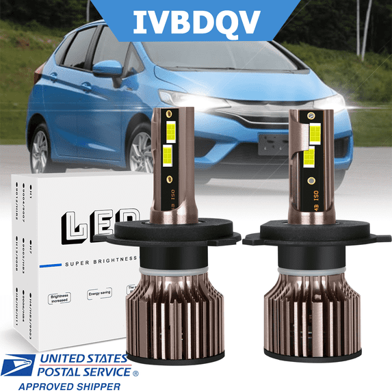 IVBDQV For Honda Fit 2007-2019 LED Headlight H4 High/Low Beam Bulbs 2Pcs 6500K White