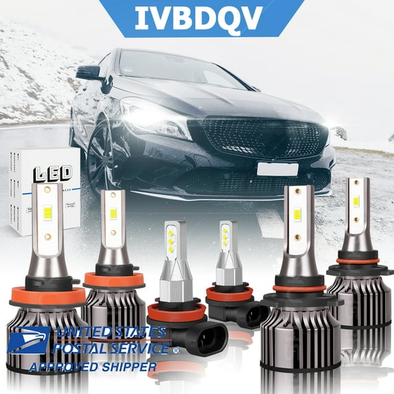IVBDQV For Mazda 6 2014-2017 6x Combo LED Headlight Hi/Lo Beam + Fog Light Bulbs