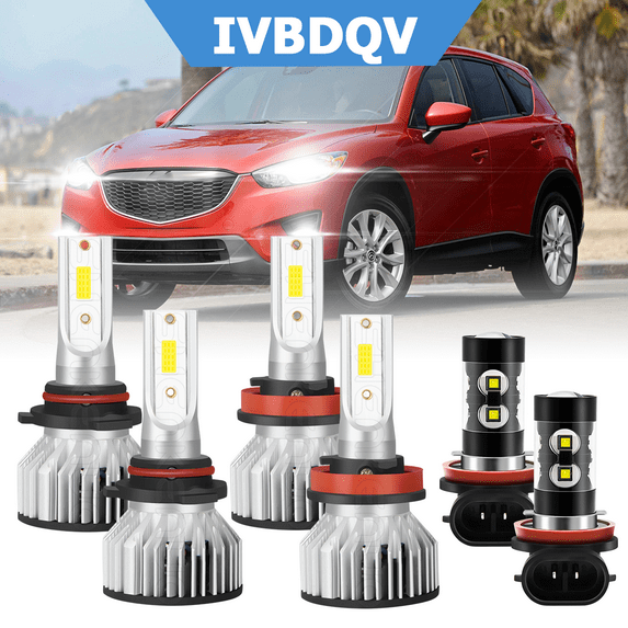 IVBDQV For Mazda CX-5 2013-2016 LED Headlights 9005 High + H11 Low Beam + H11 Fog Light Bulbs KIT 6Pcs