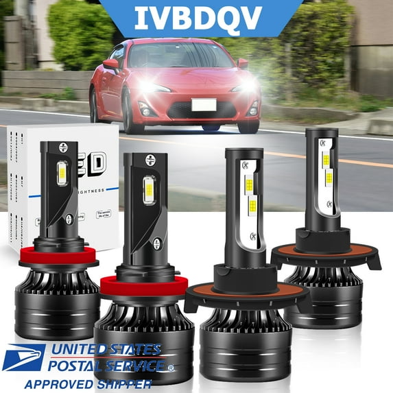 IVBDQV For Mitsubishi Eclipse 2006-2007 LED Headlight Bulbs,H13 High/ Beam + H11 Fog Beam LED Headlight Bulbs 6000K Cool White