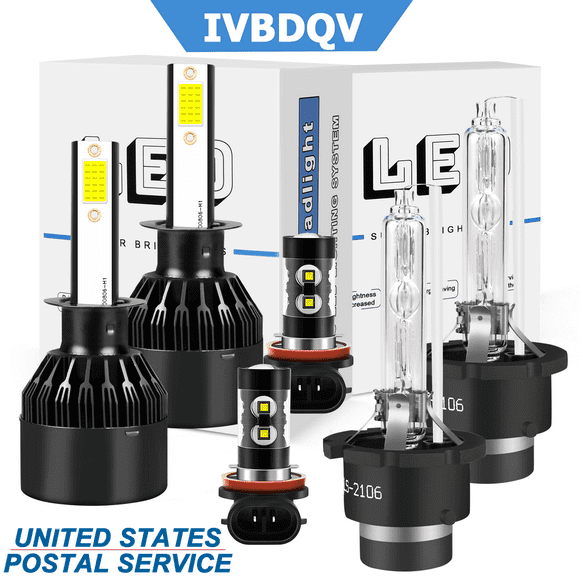 IVBDQV H1 D2S H11 LED HID Headlight Bulbs High/Low Beam Fog Light Bulbs 6000K,Pack of 6