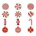 IVEMOULODEC Christmas Wooden Ornaments Set Hanging Candy Canes Balls