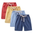 thumbnail image 1 of IVEYRTF 4 Piece Kids Cotton Linen Shorts with Adjustable Drawstring and Elastic Waistband Casual Solid Color Summer Play Daily Wear Comfort Children Running Shorts Collection(Multicolor#5,3 Years), 1 of 9