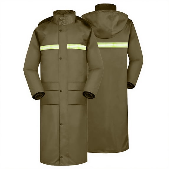 IVEYRTF Adults Hooded Rain Cloak Long Sleeve Casual Jacket Style for Everyday Rainy Day Commute Waterproof Breathable Fabric Easy Wear Raincoat(Army Green#2,3XL)