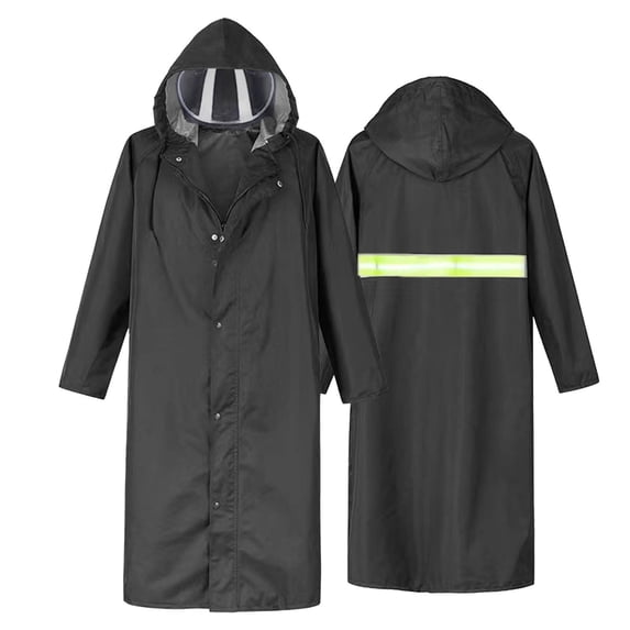 IVEYRTF Adults Long Sleeve Rainwear Hooded Cloak Style for Rainy Days Waterproof Breathable Easy to Wear Raincoat(Black,3XL)