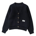 thumbnail image 1 of IVEYRTF Big Boys Girls Knit Cardigan Button Solid Color Cozy Fall Winter Casual Warmth Outerwear Sweater Tops with Pockets for Kids 5-14 Years(Dark Blue,9 Years), 1 of 9
