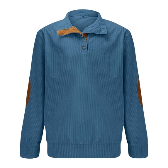 IVEYRTF Boys Fashion Color Block Long Sleeve Shirt Button Down Collar Top Comfortable Casual Wear Soft Everyday School Shirt for Big Kids Fall Winter(Blue,5-6 Years)
