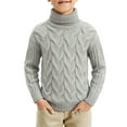 thumbnail image 1 of IVEYRTF Boys Girls High Neck Knit Jacquard Sweater Solid Color Warm Cozy Fall Winter Fashion French Thermal Top Everyday Wear for Kids 1-10 Years(Gray,9-10 Years), 1 of 5