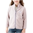 thumbnail image 1 of IVEYRTF Boys Girls Stand Collar Fleece Jacket Plush-Lined Lightweight Long Sleeve Fall Winter Comfortable Soft Outerwear Everyday Tops for Kids 3-14 Years(Beige,3 Years), 1 of 9