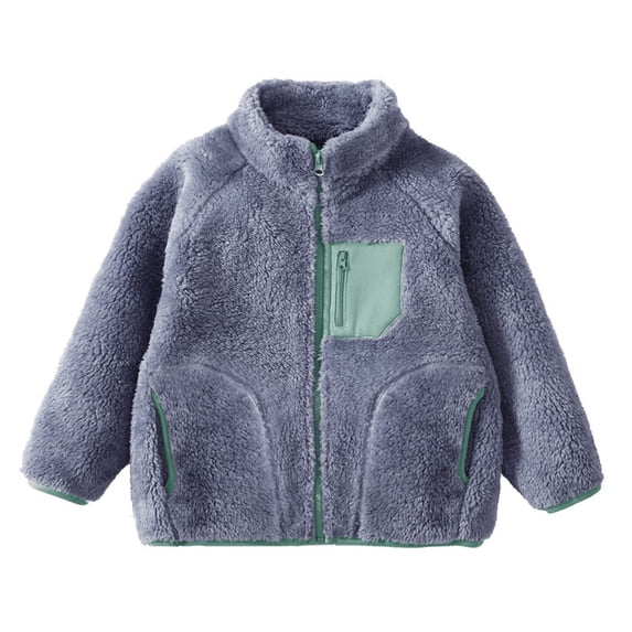IVEYRTF Boys Girls Stand Collar Polar Fleece Jacket Plush-Lined Long Sleeve Fall Winter Comfortable Soft Outerwear Everyday Tops for Kids 3-16 Years(Dark Gray,12-13 Years)