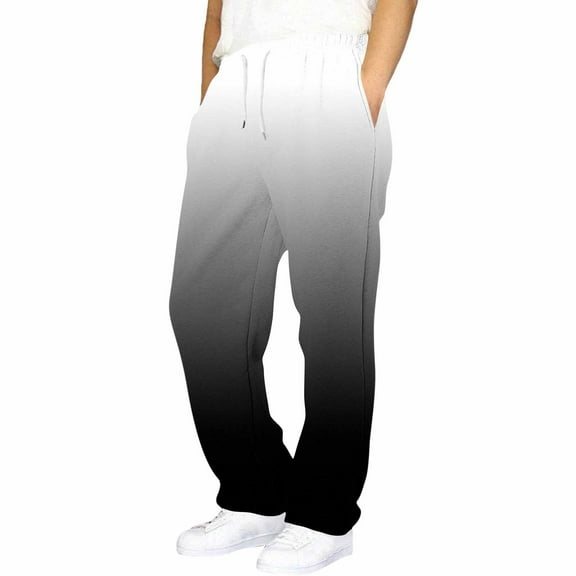 IVEYRTF Boys Gradient Color Fleece-Lined Jogger Pants Elastic Waist Drawstring Side Pocket Kids Fall Winter Casual Loose Trousers(Black,6-7 Years)