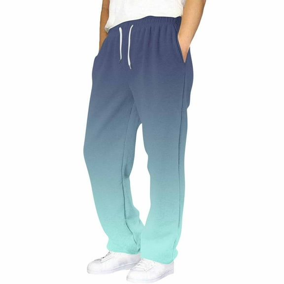 IVEYRTF Boys Gradient Color Fleece-Lined Jogger Pants Elastic Waist Drawstring Side Pocket Kids Fall Winter Casual Loose Trousers(Navy,14-15 Years)