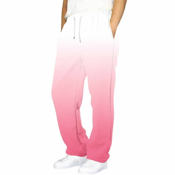 IVEYRTF Boys Gradient Color Fleece-Lined Jogger Pants Elastic Waist Drawstring Side Pocket Kids Fall Winter Casual Loose Trousers(Watermelon Red#1,14-15 Years)