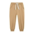 thumbnail image 1 of IVEYRTF Boys Solid Color Fleece-Lined Jogger Pants with Drawstring Thermal Casual Fall Winter Comfortable Fit Kids Trousers(Khaki,9 Years), 1 of 4