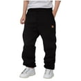 thumbnail image 1 of IVEYRTF Boys Solid Color Pants Elastic Waist Loose Fit Straight Leg Casual Streetwear Fall Winter Comfortable Kids Trousers(Black,3-4 Years), 1 of 3