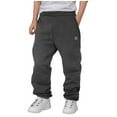 thumbnail image 1 of IVEYRTF Boys Solid Color Pants Elastic Waist Loose Fit Straight Leg Casual Streetwear Fall Winter Comfortable Kids Trousers(Dark Gray,11-12 Years), 1 of 3