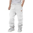 thumbnail image 1 of IVEYRTF Boys Solid Color Pants Elastic Waist Loose Fit Straight Leg Casual Streetwear Fall Winter Comfortable Kids Trousers(White,12-13 Years), 1 of 3