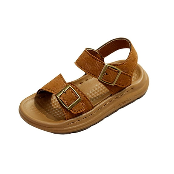 IVEYRTF Boys Summer Beach Sandals Vintage Hook and Loop Shoes Soft Sole Casual Footwear for Outdoor Play and Daily Use Comfortable Walking Shoes for Kids(Brown,3.5-4 Years)