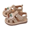 thumbnail image 1 of IVEYRTF Children Cherry Pattern Squeaker Sandals Hook and Loop Closure Comfortable Breathable Soft Sole Non Slip Outdoor Shoes for Kids Activities(Khaki,3-6 Months), 1 of 3