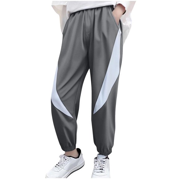 IVEYRTF Children's Joggers Pants Solid Color Mesh Breathable Pants Sun Protection Ankle Binding Pocket Trousers for Kids 3-15 Years(Gray,3 Years)