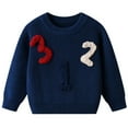 thumbnail image 1 of IVEYRTF Children's Knit Sweater Round Neck Fashion Casual Fall Winter Tops Soft Warm Long Sleeve Blouses for Boys and Girls 1-7 Years(Dark Blue,3 Months), 1 of 6