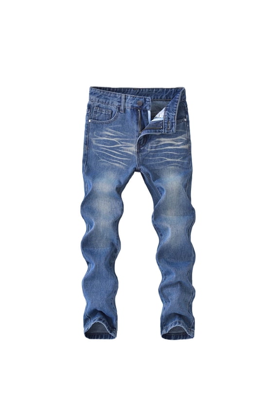 Children's Ripped Jeans Spring Fall Trendy Solid Color Loose Fitted Casual Pants with Distressed Details Trousers for Kids 4-14 Years(Blue#2,5 Years)