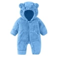 thumbnail image 1 of IVEYRTF Childrens Bear Babysuit Leggings Girls and Boys Winter Sweaters Hooded Jumpsuit Snow Suit for 1-18 Months(Blue,9-12 Months), 1 of 9